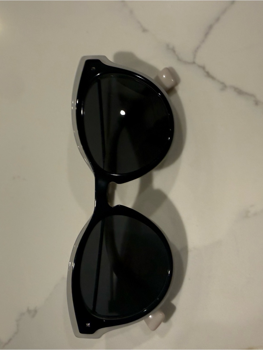 Valentino Black and White Round Women's Sunglasses